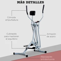 HOMCOM Bicicleta Elíptica Ajustable con Pantalla Carga 110 kg Air Walker para Entrenamiento Cintura Caderas 96x60x152 cm Gris(m-7)
