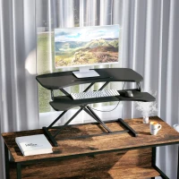 Vinsetto Standing Desk Converter, Height Adjustable Office Workstation, 85 x 71cm Sit-Stand Desk with Keyboard Tray for PC Computer, Laptop, Home, Office, Black(m-10)