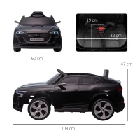 HOMCOM Macchina Elettrica per Bambini 12V con Telecomando, Velocità 3-8km/h, Luci e Musica, Età 3-5 Anni, Nero(m-3)