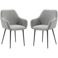HOMCOM Set 2 Sedie da Pranzo Nordiche Imbottite con Braccioli Ricurvi in Tessuto Effetto Velluto, 54x57x80 cm, Grigio Scuro(m-11)