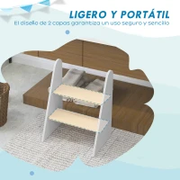 AIYAPLAY Taburete para Niños de 2 Peldaños Torre de Aprendizaje para Niños de +3 Años para Baño Cocina Librería Dormitorio Blanco(m-5)
