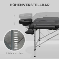 HOMCOM Massageliege klappbar, inkl. Gesichtsöffnung, Armlehnen, Handablagen, Massageliege mobil, 186 cm x 71 cm x 83 cm(m-4)