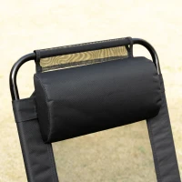 Outsunny Lot de 2 chaises de jardin set basic de 2 chaises pliantes chaise de camping chaise de balcon accoudoir dossier réglable en 5 positions oreiller amovible fourni tissu oxford textilène noir(m-8)