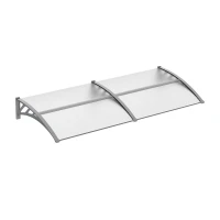 Outsunny Front Door Canopy Outdoor Awning Aluminium Rigid Plastic Polycarbonate Rain Shelter UV Water Rain Resistant 196 x 75cm Clear(m-1)