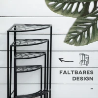 Outsunny Blumentreppe, Pflanzenregal, Pflanzentreppe mit 4 Etagen, Vintage-Design, Balkon, Garten, Schwarz(m-5)