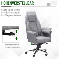 Vinsetto Bürostuhl Ergonomischer Drehstuhl mit Armlehne höhenverstellbar Kunstleinen Hellgrau 68 x 72 x 120-126 cm(m-5)