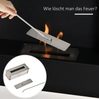 HOMCOM Ethanol-Kamin Bio-Ethanol-Brenner 6100BTU 0,7L 1 Std. Brenndauer kein Rauch wandmontiert Stahl Rostfreier Stahl Silber+Schwarz 72 x 11 x 72 cm(m-8)