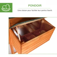 PawHut Poulailler cottage cage à poules sur pied dim. 168L x 110l x 101H cm multi-équipement bois sapin lasuré(m-6)