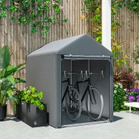 Outsunny Capanno Attrezzi anti UV con Ingresso a Zip, in Acciaio Zincato e Tessuto PE,120x179x165 cm, Grigio Scuro(m-7)