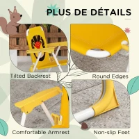 Outsunny Ensemble salon de jardin enfant 4 pièces motif du lion avec parasol réglable Ø 100 cm chaise pliable jaune(m-8)
