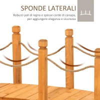 Outsunny Ponticello di Legno da Esterni con Sponde in Canapa, Struttura in Legno d'Abete, 150x58x58.5cm, Arancione(m-4)