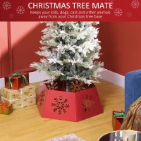 HOMCOM Christmas Tree Collar, Hexagon Christmas Tree Base Cover with Hollow Snowflake Patterns, Xmas Decoration for Party, Holiday, Home, Red(m-4)