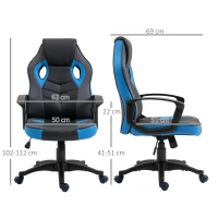 Vinsetto Sedia da Gaming Poltrona da Ufficio Girevole con Rotelle in Similpelle(m-3)