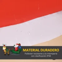 HOMCOM Decoración Inflable de Navidad Papá Noel con Trineo y 2 Renos Decoración Navideña con 4 Luces LED 210x70x125 cm(m-5)