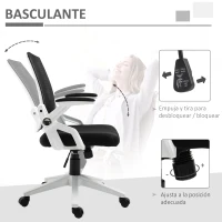 Vinsetto Silla de Oficina Ergonómica Silla de Juvenil con Altura Ajustable Reposabrazos Abatibles Soporte Lumbar y Respaldo Malla Transpirable 61x61x94-104 cm Negro(m-5)