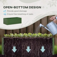 Outsunny Set of 2 Raised Beds for Garden, Galvanised Steel Outdoor Planters with Multi-reinforced Rods for Vegetables, Plants, Flowers and Herbs, 180 x 90 x 59 cm, Green(m-4)