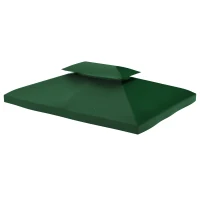 Outsunny Copertura per Gazebo 4x3 m a 2 Livelli in Poliestere con Cinghie e 10 Fori di Drenaggio, Verde(m-10)