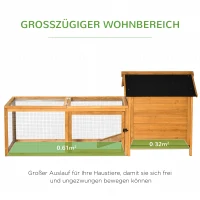 PawHut Hühnerstall mit Nistkasten Hühnerhaus mit Stange, Laufstall, Auslauf, Massivholz Natur, 180 x 92 x 78 cm(m-4)