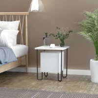 HOMCOM Comodino Moderno con Armadietto e Mensola in Legno e Gambe in Metallo, 40x40x45cm(m-2)