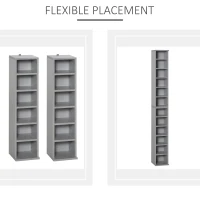 HOMCOM 204 CD Media Display Shelf Unit Set of 2 Blu-Ray Tower Rack w/ Adjustable Shelves Bookcase Storage Organiser, Grey(m-6)