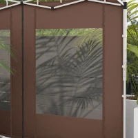 Outsunny Laterales para Carpa de Repuesto de Tela Oxford 2 Paneles de 295x195 cm con 2 Ventanas para Carpas de 6x3 m 3x3 m Marrón(m-9)