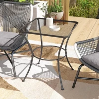 Outsunny 60cm Square Garden Table, Outdoor Metal Bistro Side Desk with Mesh Top, Black(m-7)