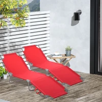 Outsunny Bain de Soleil transat Pliable Dossier réglable Multipositions métal et Polyester Rouge(m-2)