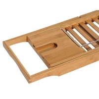 HOMCOM Pont tablette plateau de baignoire avec support de livre longueur réglable 70-105 cm bambou(m-8)