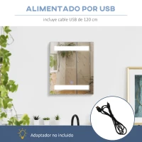 HOMCOM Armario de Baño con Espejo y Luz LED con 2 Estantes e Interruptor Táctil para Dormitorio Aseo 50x15x60 cm Blanco(m-6)