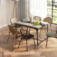 HOMCOM Table de salle à manger pour 6 personnes, style industriel en métal noir et bois, dim. 120L x 89l x 75,5H cm(m-4)