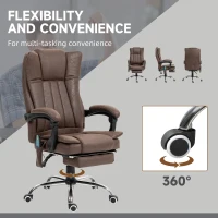 Vinsetto Vibrating Massage Office Chair with Heat, Desk Chair with Height Adjustable and Footrest, Dark Brown(m-6)