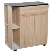 HOMCOM Carro de Cocina Carrito Servir Multiusos Estantería Carrito Auxiliar con Ruedas para Baño Dormitorio con Estante Cajón Armario 78x39,5x88,5 cm(m-1)