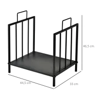 Outsunny Estante de Leña para Chimenea 44,5x33x46,5 cm Tradicional Leñero Interior y Exterior Almacenaje para Madera Soporte para Leña con Asas Diseño Elevado Negro(m-3)