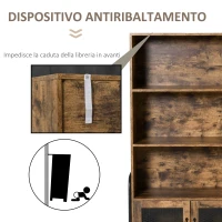 HOMCOM Mobile Libreria Design Industriale con Ripiani e Armadietto in Legno e Metallo, Marrone Rustico e Nero, 81x40x160cm(m-6)
