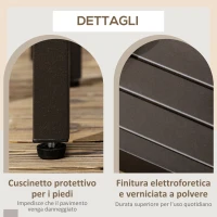 Outsunny Tavolino da Caffè in Acciaio con Piedini Regolabili e Piano a Doghe, 91x51x46 cm, Marrone(m-6)