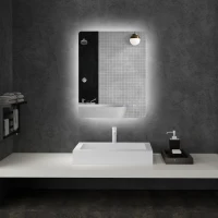 kleankin Miroir rectangulaire mural lumineux LED de salle de bain 80 x 60 cm luminosité réglable blanc transparent(m-2)