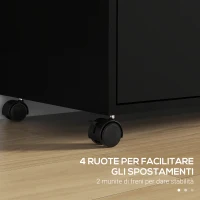 Vinsetto Mobile da Ufficio con 2 Cassetti Porta Documenti e Ripiani, Ruote con Blocco, 80x40x66cm, Nero(m-8)