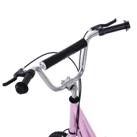 HOMCOM Trottinette patinette pour Enfants à partir de 5 Ans Grands pneus Guidon réglable poignée Frein et béquille Acier Rose(m-8)