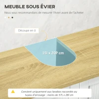 kleankin Meuble sous lavabo 2 portes étagère réglable 2 étages à l'intérieure poignées en PU 60 x 30 x 60 cm blanc(m-4)