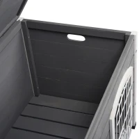 PawHut Cuccia per Cani da Esterno in Legno Impermeabile con Porta Richiudibile, 80x55x53.5 cm, Grigia(m-9)