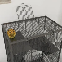 PawHut 4 Tiers Hamster Cage with Deep Tempered Glass Bottom, Hut, Running Wheel, Food Dish, Water Bottle, 60 x 40 x 80cm(m-8)