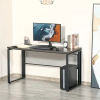 HOMCOM Computer Desk, Industrial Work Desk for Home Office, Study, Bedroom, Workstation with Metal Frame, 135 x 60 x 75cm, Walnut and Black(m-10)