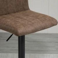 HOMCOM Adjustable Barstools Set of 2, Swivel Counter Bar Chairs, Bar Stools with Footrest, PU Leather, Gas Lift, Brown(m-8)
