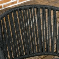 Outsunny Lot de 2 fauteuils chaises de jardin 2 places et métal et corde PE avec coussins, noir et gris foncé(m-9)