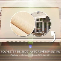 Outsunny Store banne manuel rétractable 295 x 245 cm avec manivelle, protection UV, cadre en aluminium, beige(m-5)