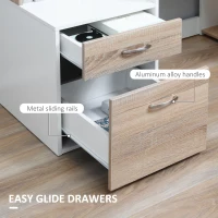 HOMCOM Computer Desk with Drawers and Storage Shelves, Office Desk Writing Table with Printer Stand, Large Workstation for Study Play Work Home Office, 137 x 55 x 92cm, Oak(m-6)