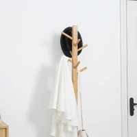HOMCOM Perchero de Pie de Bambú Perchero con Banco Tipo de Árbol Cajón de Tela y 8 Ganchos para Colgar Ropa 35x35x177cm Natural(m-9)