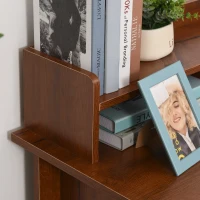 HOMCOM Vintage-Look Work Table Desk w/ Drawers Compartments Shelf Table Top Metal Handles Computer PC Home Office Study Furniture Brown(m-7)