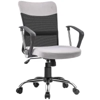 Vinsetto Silla de Oficina Ergonómica Silla de Escritorio Basculante y Giratoria con Altura Ajustable del Asiento Reposabrazos y Ruedas 60x66x91-101 cm Gris(m-1)