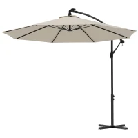 Outsunny 3m Solar LED Light Offset Cantilever Parasol - Beige(m-11)